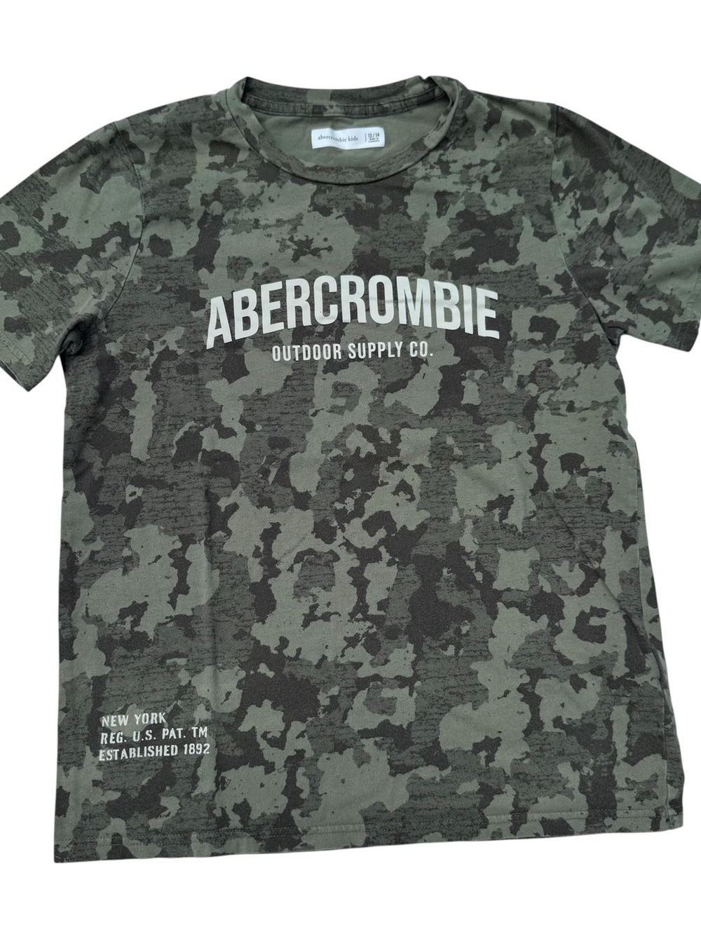 abercrombie kids Olive Green Camo Short Sleeve Logo Tee